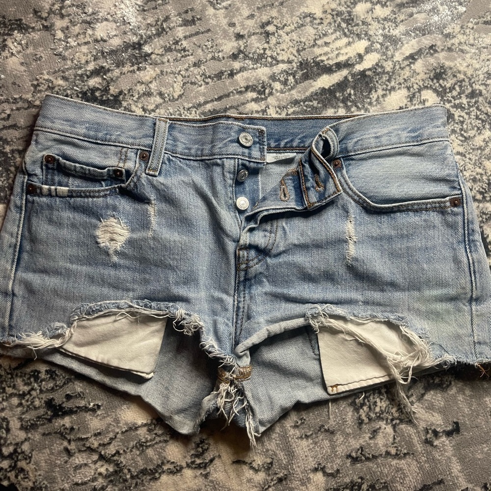 Levi button fly shorts size 28 distressed